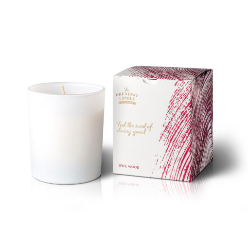 White Matte Glass Spice Wood Candle - Ecological Candles - Mate glass
