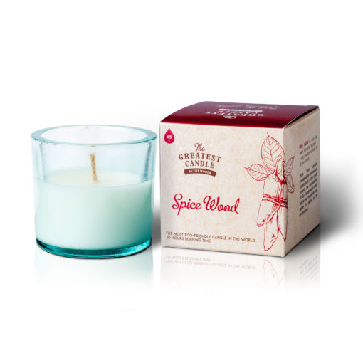 Recycled Glass Spice Wood Candle - Ecological Candles - Recycled glass