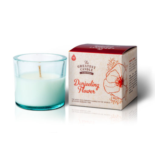 Recycled Glass Darjeeling Flower Candle - Ecological Candles - Recycled glass